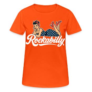 Rockabilly Pin-Up: Vintage Woman in Petticoat Dress - Women's Breathable T-Shirt - neon orange - Front - AI Model Female 172 dark (172cm)