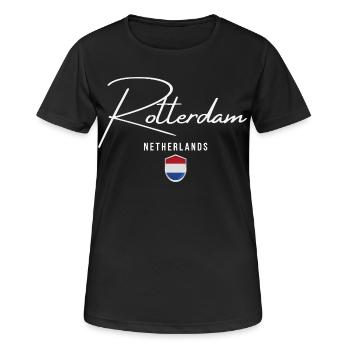 Rotterdam Pays-Bas, design élégant Rotterdam - T-shirt respirant Femme - noir - Devant - AI Model Female 172 light (172cm)