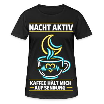 Nacht aktiv Kaffee hält mich auf Sendung - Frauen T-Shirt atmungsaktiv - Schwarz - Vorne - AI Model Female 172 light (172cm)