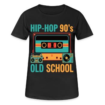Hip Hop 90er Old School Kassette Retro - Frauen T-Shirt atmungsaktiv - Schwarz - Vorne - AI Model Female 172 light (172cm)