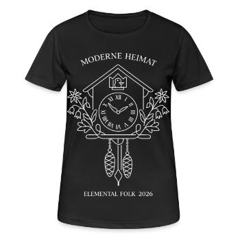 Peuple élémentaire de l’Horloge à Coucou Domestique Moderne - T-shirt respirant Femme - noir - Devant - AI Model Female 172 light (172cm)