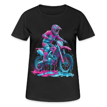 Motocross, pilote de motocross, motocross, motocross - T-shirt respirant Femme - noir - Devant - AI Model Female 172 light (172cm)