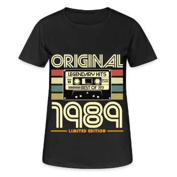 Original-Kassetten-Nostalgie von 1989 - Frauen T-Shirt atmungsaktiv - Schwarz - Vorne - AI Model Female 172 light (172cm)