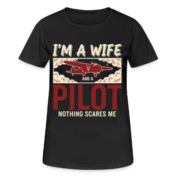 Pilote Épouse Pilote - T-shirt respirant Femme - noir - Devant - AI Model Female 172 light (172cm)