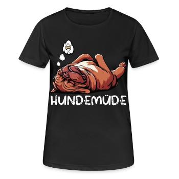 Hundemüde Bordeaux Dogge Bordeauxs Bordeaux Doggen - Frauen T-Shirt atmungsaktiv - Schwarz - Vorne - AI Model Female 172 light (172cm)