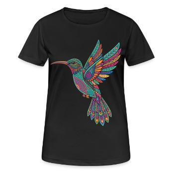 Folklore mexicain d’Alebrije Hummingbird - T-shirt respirant Femme - noir - Devant - AI Model Female 172 light (172cm)