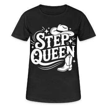 Step Queen Line Dance Western - Frauen T-Shirt atmungsaktiv - Schwarz - Vorne - AI Model Female 172 light (172cm)