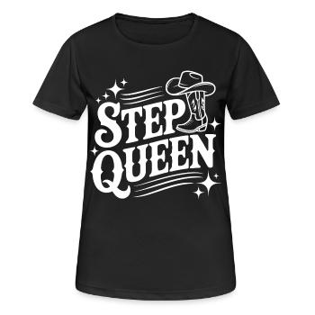 Step Queen Line Dance Cowboystil - Frauen T-Shirt atmungsaktiv - Schwarz - Vorne - AI Model Female 172 light (172cm)