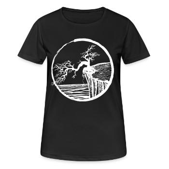 Paysage avec un arbre au bord de la falaise - T-shirt respirant Femme - noir - Devant - AI Model Female 172 light (172cm)