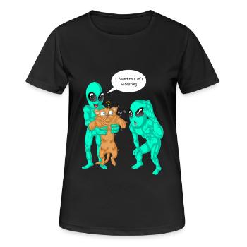 Außerirdische haben Katzenhemd gefunden - Frauen T-Shirt atmungsaktiv - Schwarz - Vorne - AI Model Female 172 light (172cm)