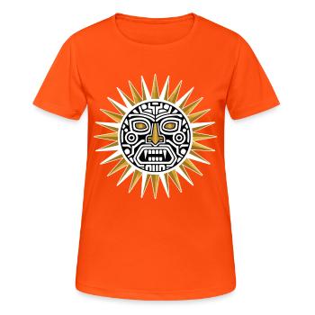 Tribal Sun Black Gold - Women's Breathable T-Shirt - neon orange - Front - AI Model Female 172 dark (172cm)