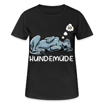 Hundemüde Deutsche Dogge Doggen Doggenbesitzer  - Frauen T-Shirt atmungsaktiv - Schwarz - Vorne - AI Model Female 172 light (172cm)