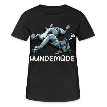 Hundemüde Deutsche Dogge Doggen Doggenbesitzer  - Frauen T-Shirt atmungsaktiv - Schwarz - Vorne - AI Model Female 172 light (172cm)