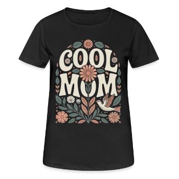 Cool Mom Retro Blumen Motiv Floral - Frauen T-Shirt atmungsaktiv - Schwarz - Vorne - AI Model Female 172 light (172cm)