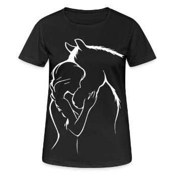 Silhouette de fille amoureuse au cœur de cavalier - T-shirt respirant Femme - noir - Devant - AI Model Female 172 light (172cm)
