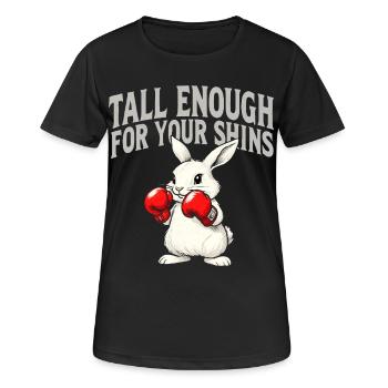 Alarme de lapin : Attention aux tibias - T-shirt respirant Femme - noir - Devant - AI Model Female 172 light (172cm)