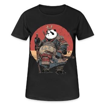 Panda-Samurai in robuster Rüstung - Frauen T-Shirt atmungsaktiv - Schwarz - Vorne - AI Model Female 172 light (172cm)