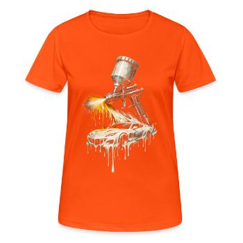Peintre de véhicules Peintre de voitures Peintre - T-shirt respirant Femme - orange néon - Devant - AI Model Female 172 dark (172cm)