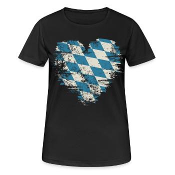 Cœur rétro Bavière avec motif de losanges bleu-blanc - T-shirt respirant Femme - noir - Devant - AI Model Female 172 light (172cm)