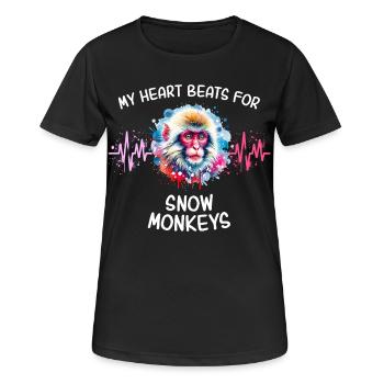 Schneeaffe Herzlinie - Frauen T-Shirt atmungsaktiv - Schwarz - Vorne - AI Model Female 172 light (172cm)