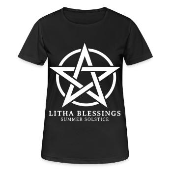 Litha Pagan: Sommersonnenwende, Mittsommer, Mittsommer, Mittsommer. - Frauen T-Shirt atmungsaktiv - Schwarz - Vorne - AI Model Female 172 light (172cm)