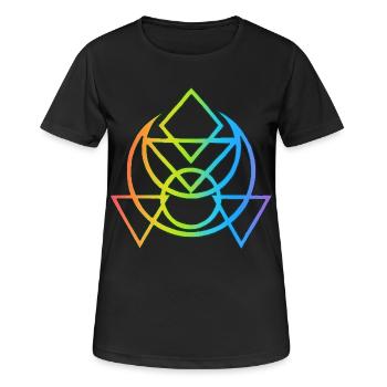 Mehrfarbiges ägyptisches esoterisches Symbol - Frauen T-Shirt atmungsaktiv - Schwarz - Vorne - AI Model Female 172 light (172cm)
