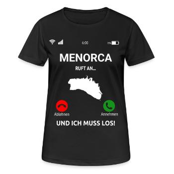 Menorca Ruft An Urlaub Balearen Insel Idee - Frauen T-Shirt atmungsaktiv - Schwarz - Vorne - AI Model Female 172 light (172cm)