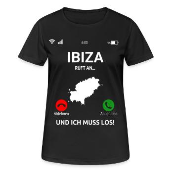 Ibiza Ruft An Urlaub Balearen Insel Idee - Frauen T-Shirt atmungsaktiv - Schwarz - Vorne - AI Model Female 172 light (172cm)