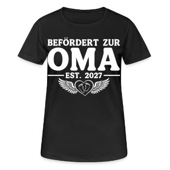 Befördert zur Oma 2027 – Baby Ankündigung - Frauen T-Shirt atmungsaktiv - Schwarz - Vorne - AI Model Female 172 light (172cm)