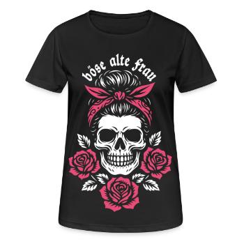 Skull Bandana Böse Alte Frau - Frauen T-Shirt atmungsaktiv - Schwarz - Vorne - AI Model Female 172 light (172cm)