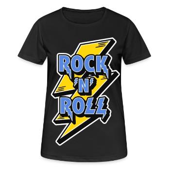 Rock'n'Roll-Logo mit Blitz - Frauen T-Shirt atmungsaktiv - Schwarz - Vorne - AI Model Female 172 light (172cm)