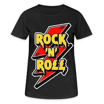 Rock 'N' Roll Lightning Bolt Logo - Frauen T-Shirt atmungsaktiv - Schwarz - Vorne - AI Model Female 172 light (172cm)