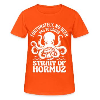 Heureusement, pas d’humour à la bière à la manière d’Hormuz - T-shirt respirant Femme - orange néon - Devant - AI Model Female 172 dark (172cm)