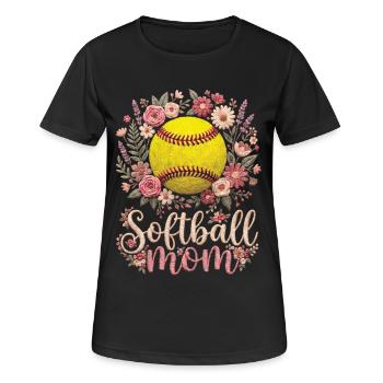 Floral Softball Mom Mother - Women's Breathable T-Shirt - black - Front - AI Model Female 172 light (172cm)