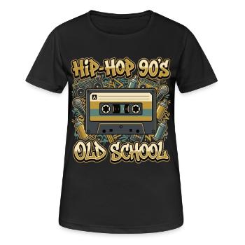 Hip Hop 90er Old School Kassette Retro - Frauen T-Shirt atmungsaktiv - Schwarz - Vorne - AI Model Female 172 light (172cm)
