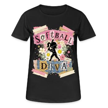 Diva du softball de texte de collage fille - T-shirt respirant Femme - noir - Devant - AI Model Female 172 light (172cm)
