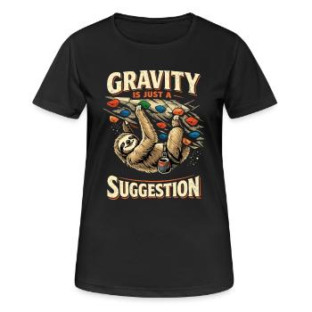 Sloth Bouldering: Gravity Is Just A Suggestion - Women's Breathable T-Shirt - black - Front - AI Model Female 172 light (172cm)