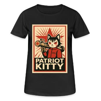 Patriot Kitty Raketenkunst - Frauen T-Shirt atmungsaktiv - Schwarz - Vorne - AI Model Female 172 light (172cm)