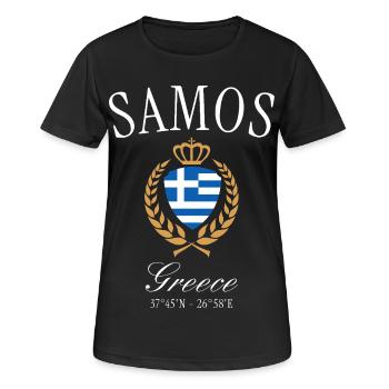 Samos Greece Coat of Arms Crown – Travel Souvenir - Women's Breathable T-Shirt - black - Front - AI Model Female 172 light (172cm)