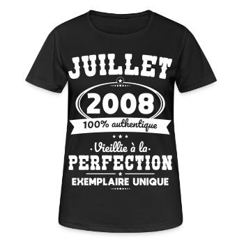 Anniversaire 18 ans - Juillet 2008 Perfection - T-shirt respirant Femme - noir - Devant - AI Model Female 172 light (172cm)
