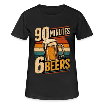 90 minutes 6 bières - T-shirt respirant Femme - noir - Devant - AI Model Female 172 light (172cm)