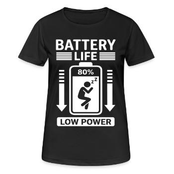 Battery Life Low Power Humor Akku Leer - Frauen T-Shirt atmungsaktiv - Schwarz - Vorne - AI Model Female 172 light (172cm)