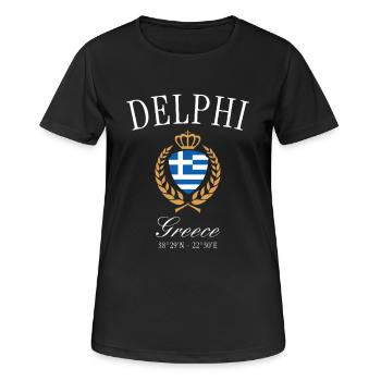 Couronne des armoiries de Delphe Grèce – Souvenir de voyage - T-shirt respirant Femme - noir - Devant - AI Model Female 172 light (172cm)