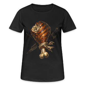 Festival médiéval Jambe de dinde du marché médiéval - T-shirt respirant Femme - noir - Devant - AI Model Female 172 light (172cm)