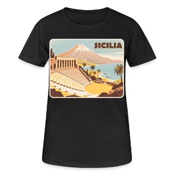 Sizilien - Frauen T-Shirt atmungsaktiv - Schwarz - Vorne - AI Model Female 172 light (172cm)
