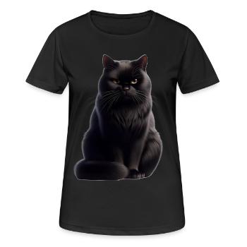 Schwarze Katze - Frauen T-Shirt atmungsaktiv - Schwarz - Vorne - AI Model Female 172 light (172cm)