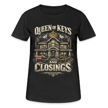 Immobilienmakler Makler Queen Of Keys And Closings - Frauen T-Shirt atmungsaktiv - Schwarz - Vorne - AI Model Female 172 light (172cm)