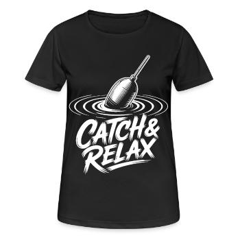 Catch & Relax - Frauen T-Shirt atmungsaktiv - Schwarz - Vorne - AI Model Female 172 light (172cm)