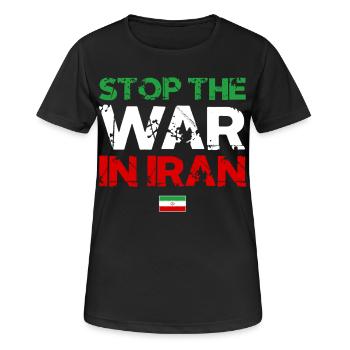 Stop den Irangkrieg - Iran Frieden - Frauen T-Shirt atmungsaktiv - Schwarz - Vorne - AI Model Female 172 light (172cm)