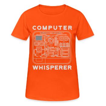 Ordinateur Whisperer Matériel de carte mère PC - T-shirt respirant Femme - orange néon - Devant - AI Model Female 172 dark (172cm)